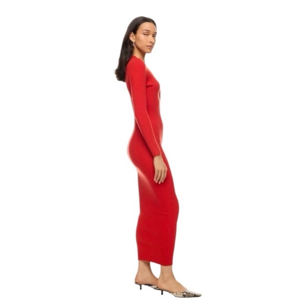 ROAM Cordoba Midi Dress Long Sleeve Sweater Sheath in Red Rib Knit Size XS - Picture 4 of 10